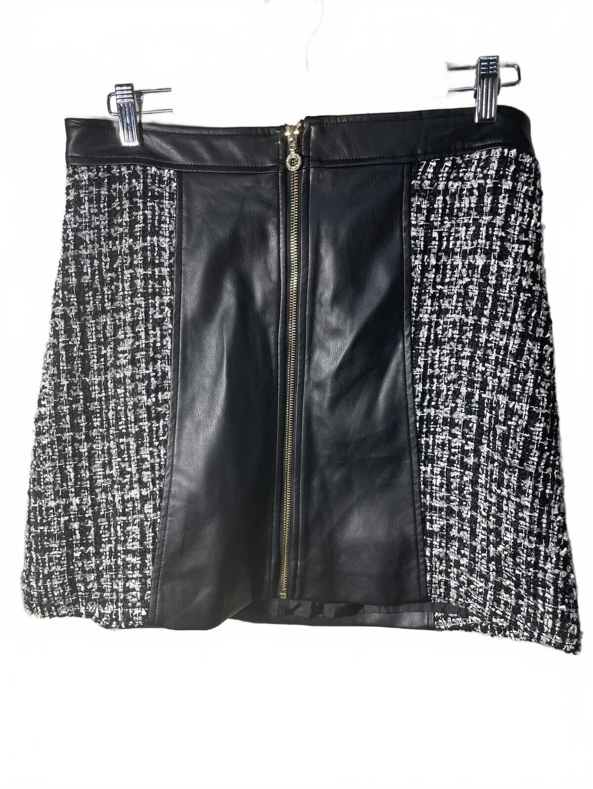 Marc New York Tweed Mini Skirt Women's 8 Black White Glam